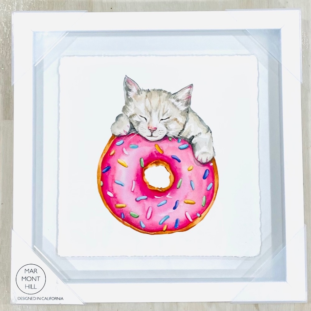 Marmont Hill Kitty Cat Donut Watercolor Art print